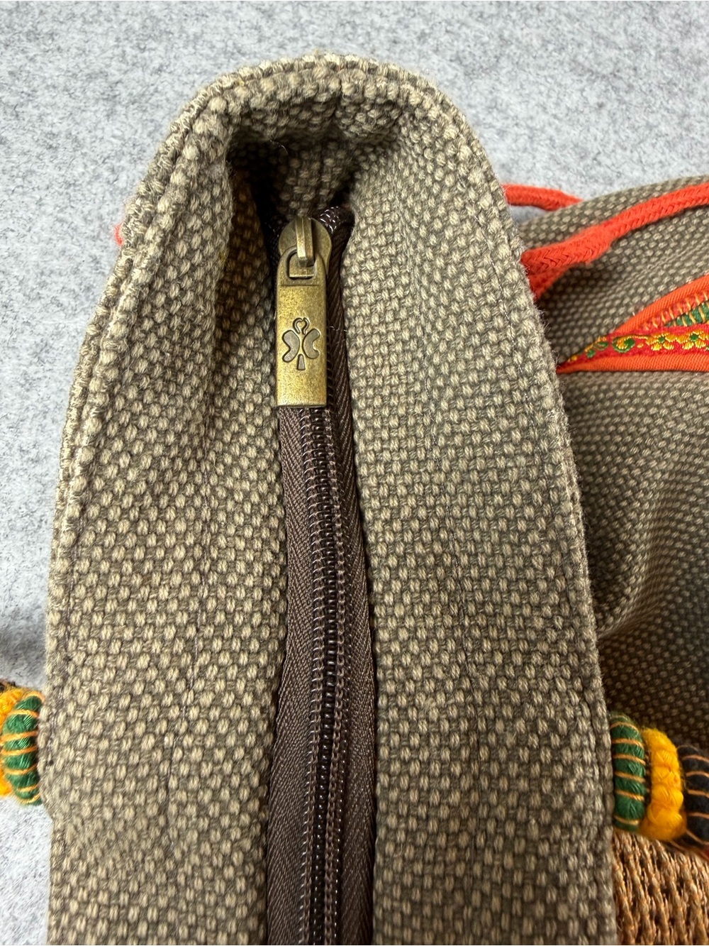 Bohemian Buddhist Inspired Hand Made Hemp Canvas Resin Yak Skull Om Symbol Tote - Picture 8 of 12